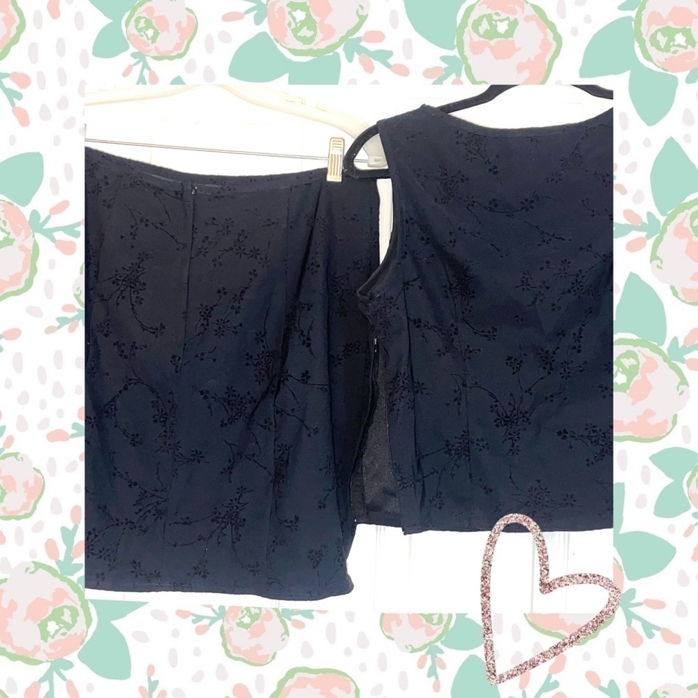Vtg like new Aqua Blues black matching skirt & top set 13